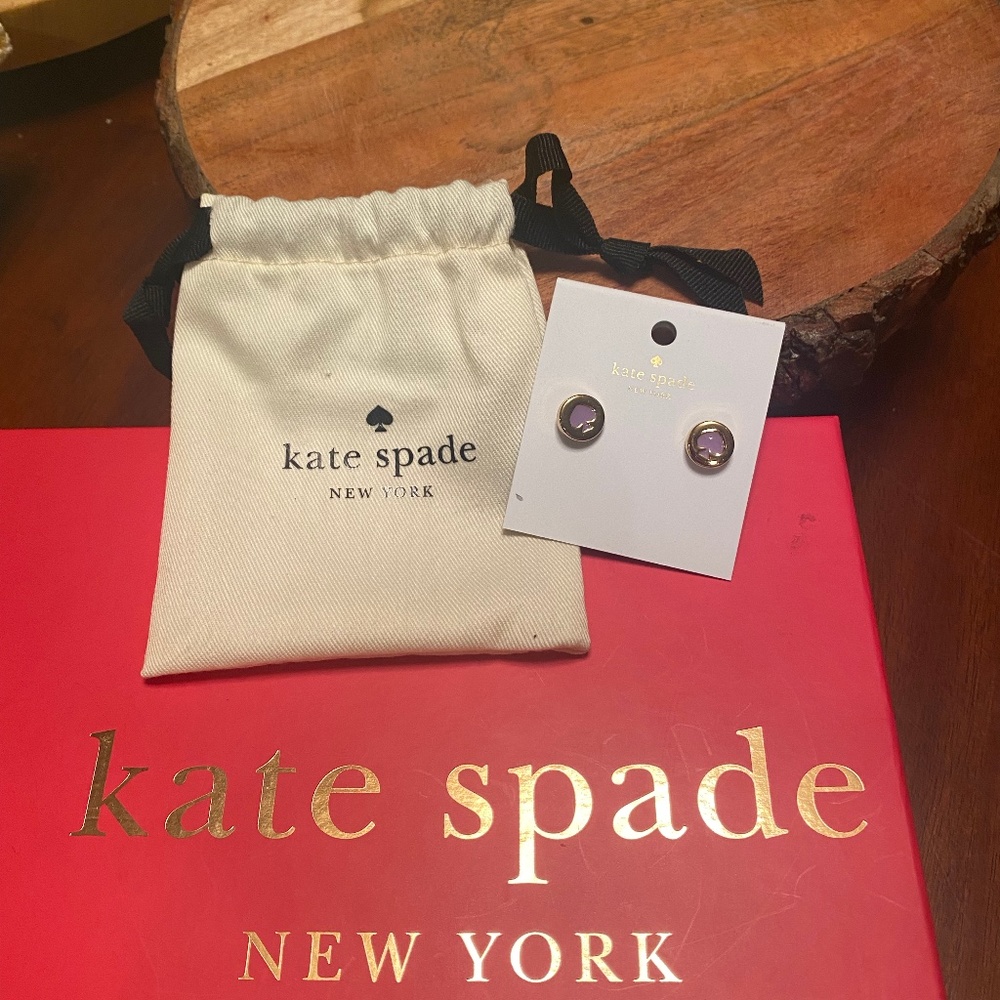 Kate Spade Earrings, Gold and Light Purple NWT